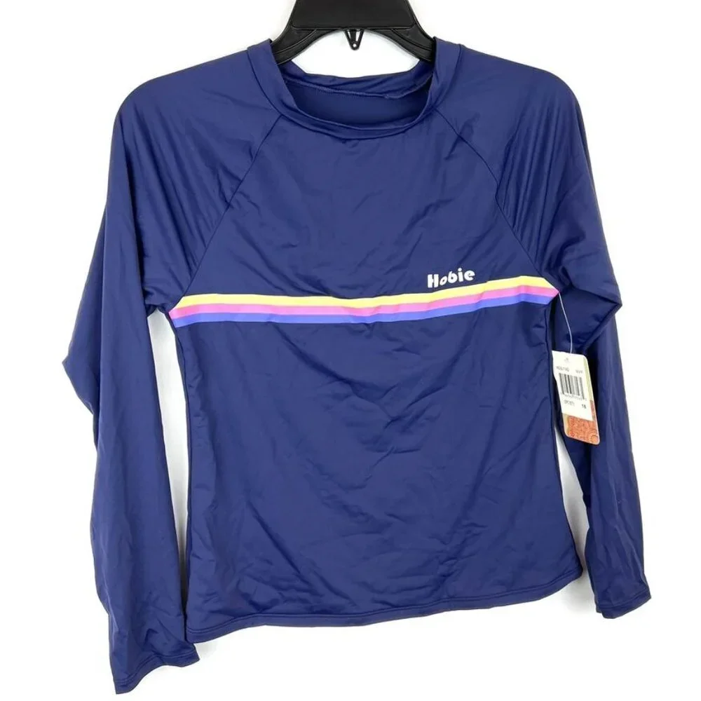Hobie Girl’s Blue Two Piece Rashguard Swimsuit Set Size 16